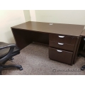 Espresso Single Pedestal Straight Desk